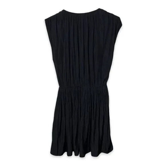Aritzia Wilfred Almeida Mini Pleated Black Dress Sleeveless Pockets V Ne… - Picture 3 of 6